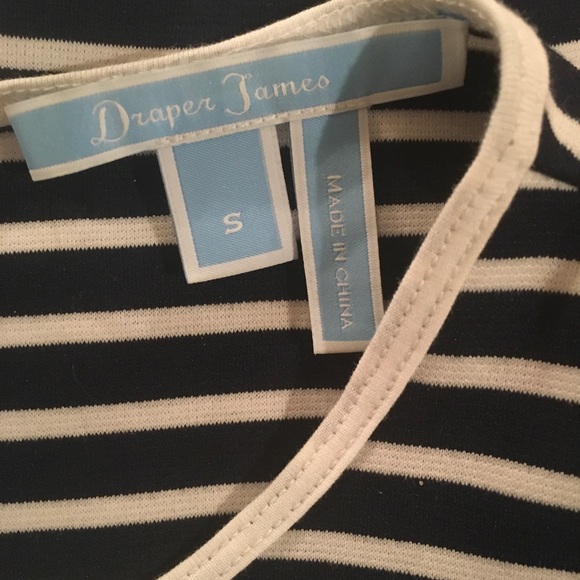 Draper James Navy & White Striped Flounce Bottom Dress S FREE SHIP - Picture 2 of 5